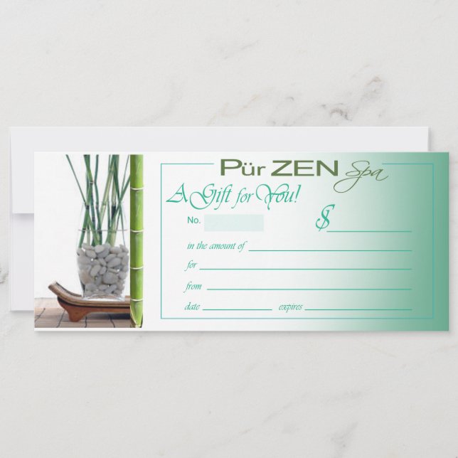 Pur Zen (aqua) Gift Certificate (Front)