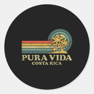 Pura Vida Beach Costa Rica Family Vacation Vintage Classic Round Sticker