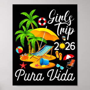 Pura vida beach costa rica summer tropical girls poster