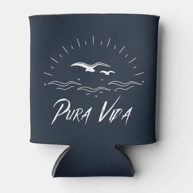 Pura Vida Beach Surfer's Costa Rica Can Cooler (Front)