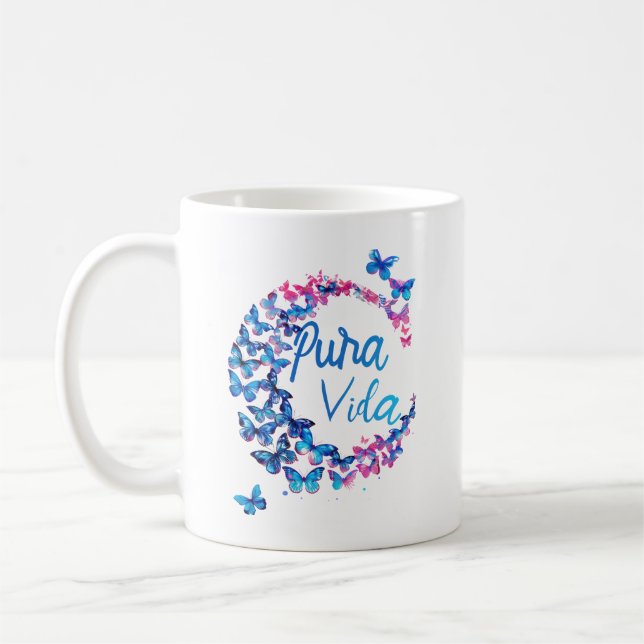 Pura Vida Blue Butterfly Coffee Mug (Left)