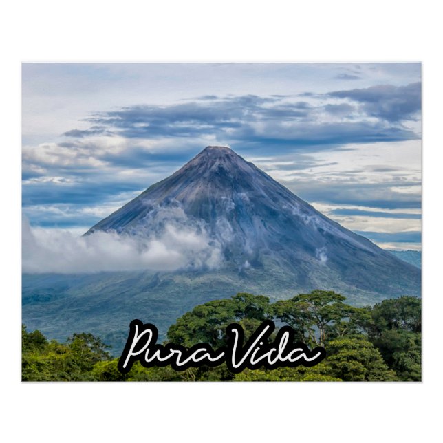 Pura Vida Costa Rica Arenal Volcano Photography Poster (Front)