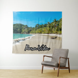 Pura Vida Costa Rica Beach Tapestry