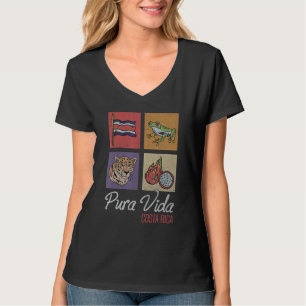 Pura Vida Costa Rica Flag, Tropical Frog & Tiger A T-Shirt