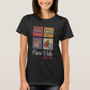 Pura Vida Costa Rica Flag, Tropical Frog & Tiger A T-Shirt