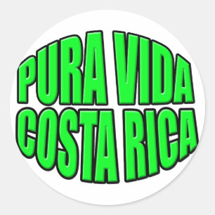 Pura Vida Costa Rica Green Circle Classic Round Sticker
