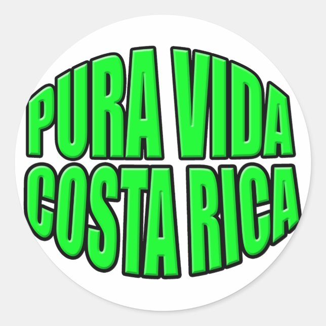 Pura Vida Costa Rica Green Circle Classic Round Sticker (Front)