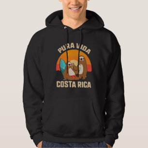 Pura Vida Costa Rica Sloth Sleepy Lazy Animal Surf Hoodie
