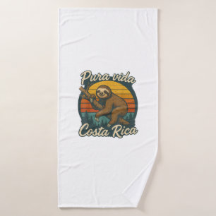 Pura Vida Costa Rica Sloth Sunset T-Shirt Bath Towel