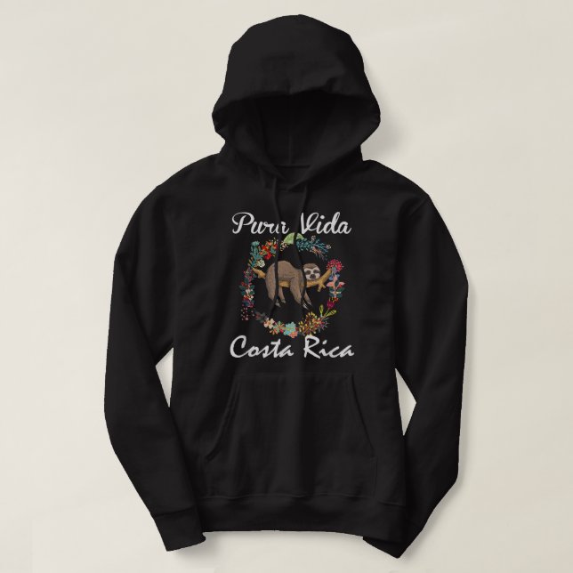 Pura Vida Costa Rica Sloth Surfing Sleepy Summer V Hoodie (Design Front)