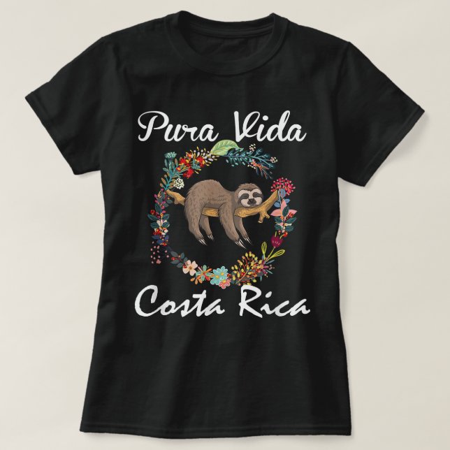 Pura Vida Costa Rica Sloth Surfing Sleepy Summer V T-Shirt (Design Front)