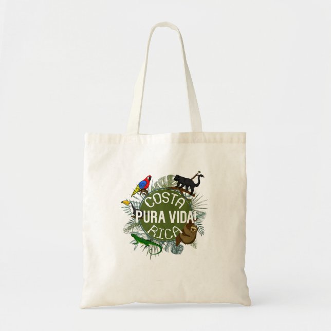 Pura Vida Costa Rica T-Shirt Party Animals Tote Bag (Front)