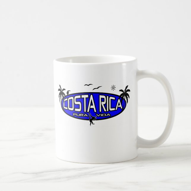 Pura Vida Costa Rica - Tropical Oval - Blue Coffee Mug (Right)