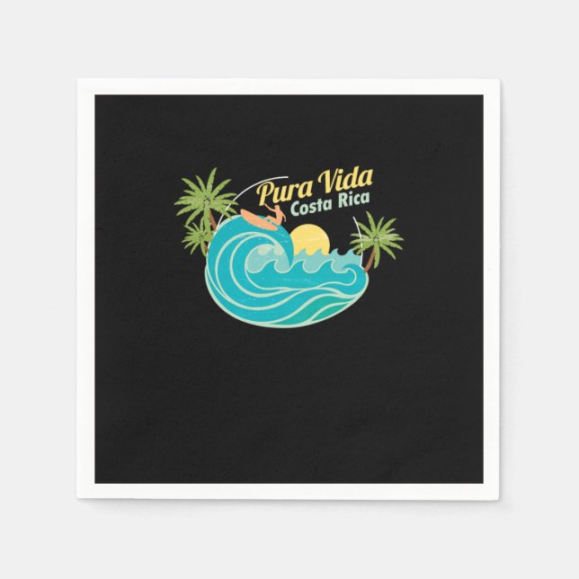 Pura Vida Costa Rica Vacation Beaches Ocean Sailin Napkin (Front)