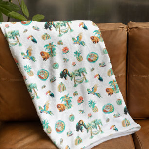 Pura Vida   Cute Illustrated Costa Rica Fleece Blanket