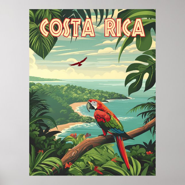 Pura Vida Greetings: Costa Rica Vintage Poster (Front)