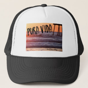 Pura Vida Ocean Beach Sunset Photo Trucker Hat