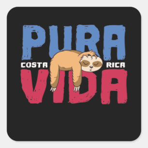 Pura Vida Sloth Square Sticker