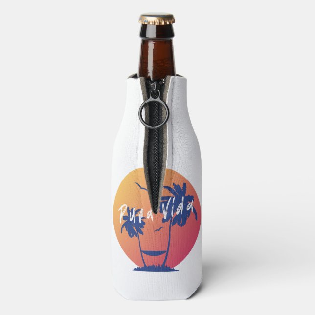 Pura Vida Sunset Beach Costa Rica Souvenir Bottle Cooler (Bottle Back)