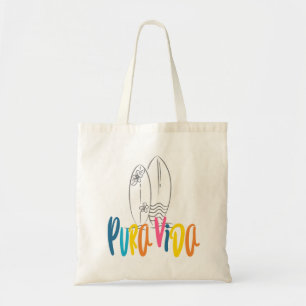 Pura Vida Surfboard Costa Rica Beach Tote Bag