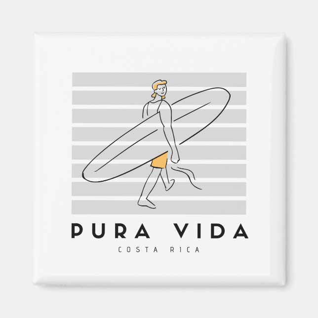 Pura Vida Surfer Costa Rica Souvenir Magnet (Front)