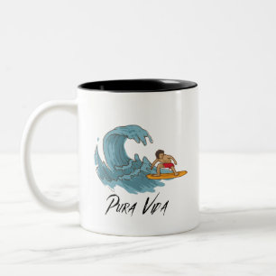 Pura Vida Surfing Costa Rica Two-Tone Coffee Mug