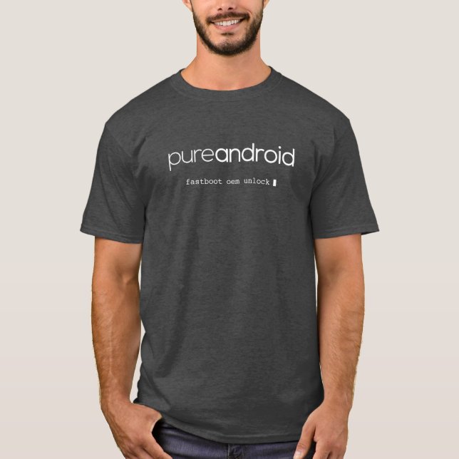 Pure Android Fastboot OEM Unlock Grey T-Shirt (Front)