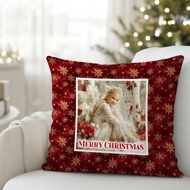 Pure Angelic Red Poinsettia Christmas Gift Pillow (Pure Angelic Poinsettia Christmas Gift Pillow)