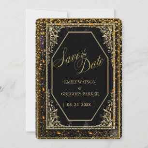 Pure black and gold elegance ,  save the date