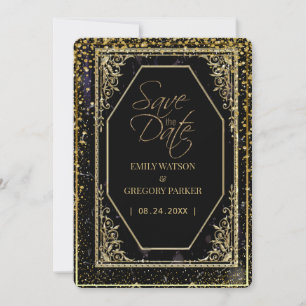 Pure black and gold elegance ,  save the date