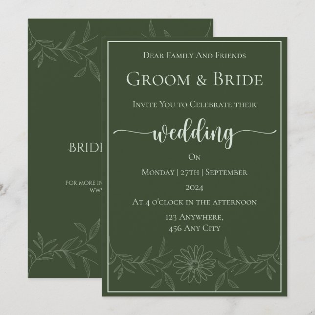 Pure Bliss: Daisy Flower Wedding Invitation (Front/Back)
