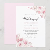 Pure Blush Elegant Watercolor Painted Rose Wedding