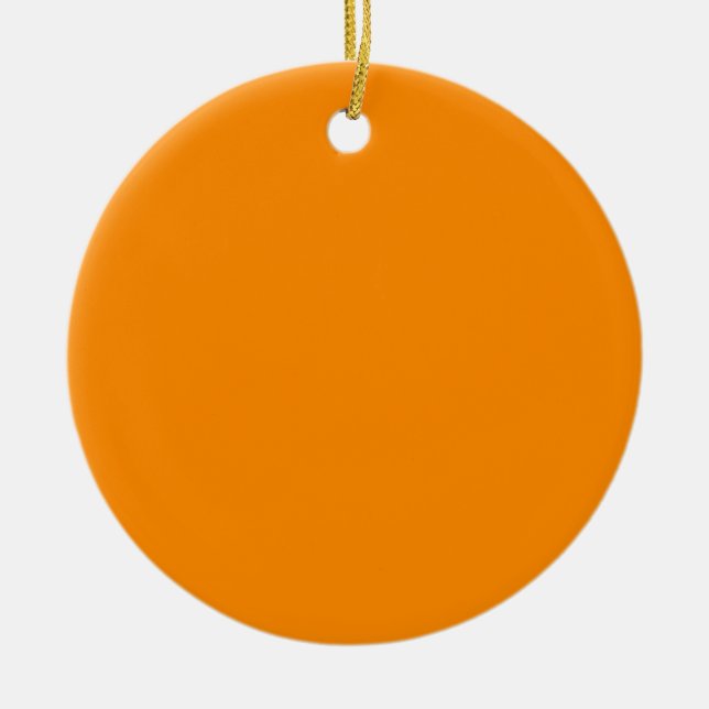 Pure Bright Orange Customised Template Blank Ceramic Tree Decoration (Front)