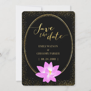 Pure elegance,  lotus pink,gold save the date