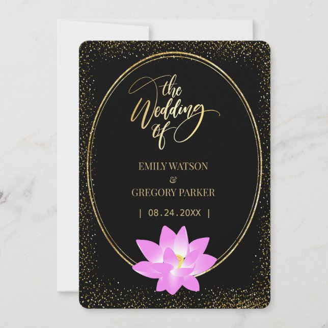 Pure elegance,  lotus pink,gold save the date (Front)