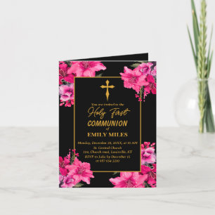 Pure Elegance rose flower first catholic communion Invitation
