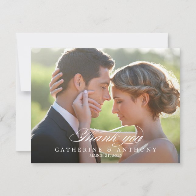 Pure Elegance Wedding Photo Thank You Card (Front)