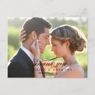 Pure Elegance Wedding Thank You Card - Black