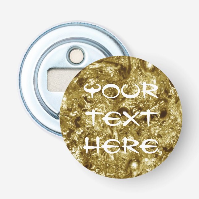 PURE GOLD Abstract Pattern + your text Bottle Opener (Front)