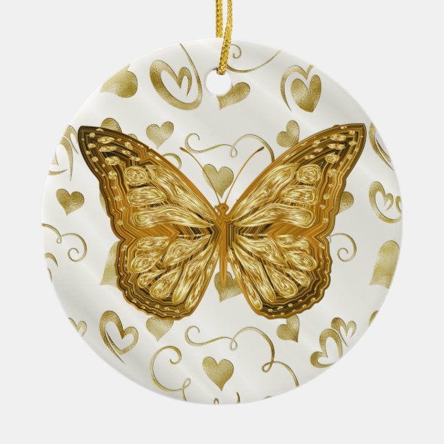 Pure Gold Butterfly Ceramic Tree Decoration (Front)