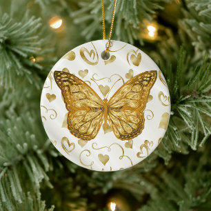 Pure Gold Butterfly Ceramic Tree Decoration