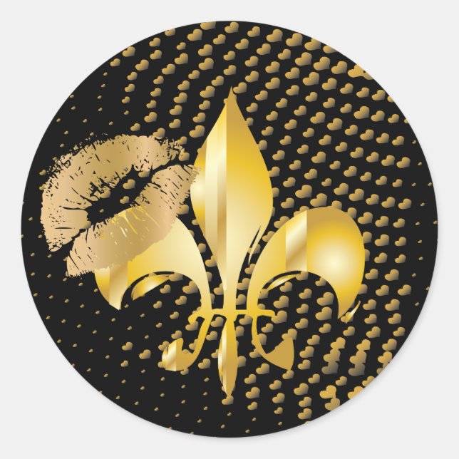 Pure Gold Fleur de Lis Classic Round Sticker (Front)