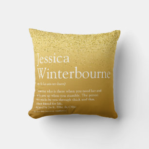 Pure Gold Friend Name Definition Glitter Cushion