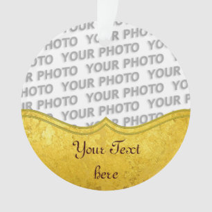 PURE GOLD LEAF Border + your text / photo Ornament