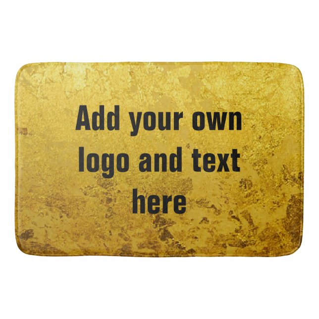 PURE GOLD LEAF Pattern + your text / photo Bath Mat (Front)