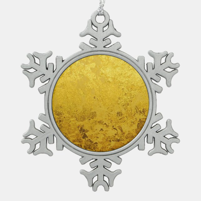 PURE GOLD pattern / gold leaf Snowflake Pewter Christmas Ornament (Front)