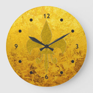 PURE GOLD pattern / gold leaf with Lilly Large Clock
