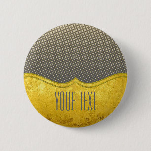 PURE GOLD pattern / gold leaf + your photo & text 6 Cm Round Badge