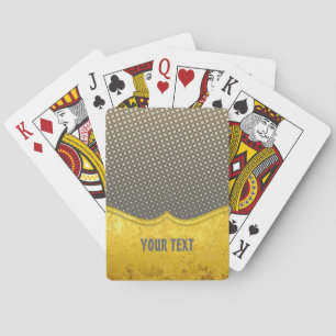 PURE GOLD pattern / gold leaf + your photo & text Playing Cards