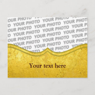 PURE GOLD pattern / gold leaf + your photo & text Postcard